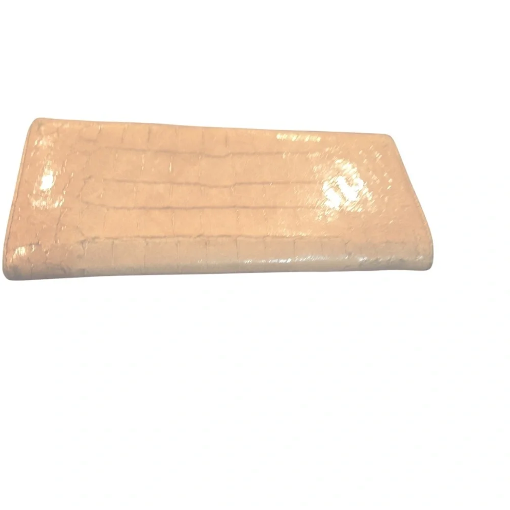 MIU MIU Pinkish/Beige Croc Embossed Leather Long Wallet, Authentic. EUC